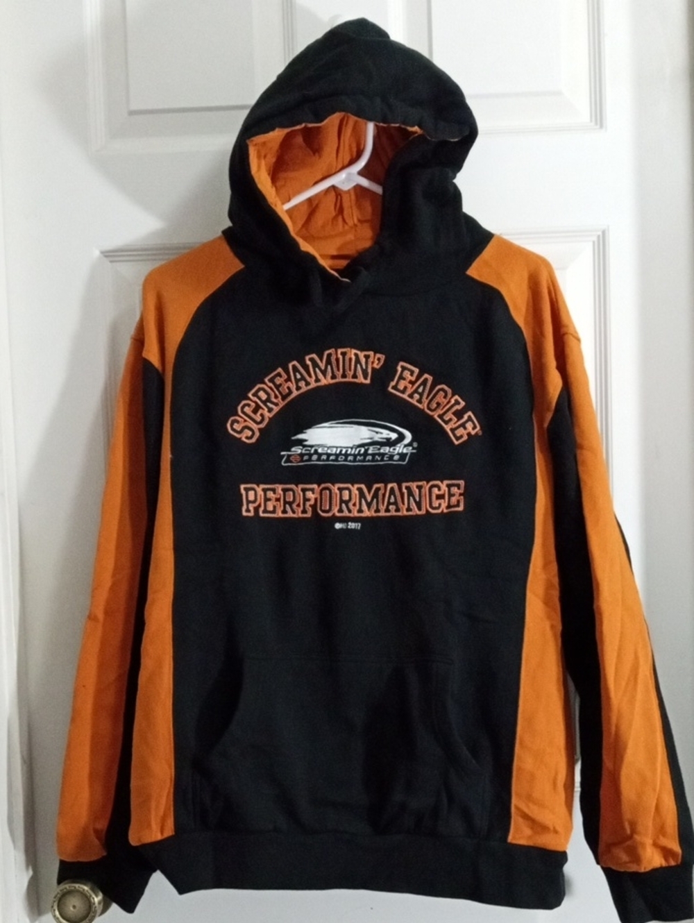 Harley-Davidson Black/Orange Pull Over Hoody Men’s XLarge